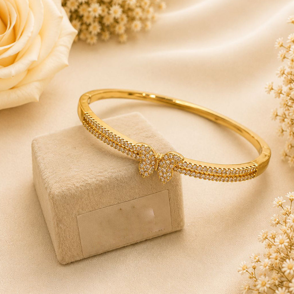 Klitz Gold Plated Butterfly Austrian Stone Openable Kada