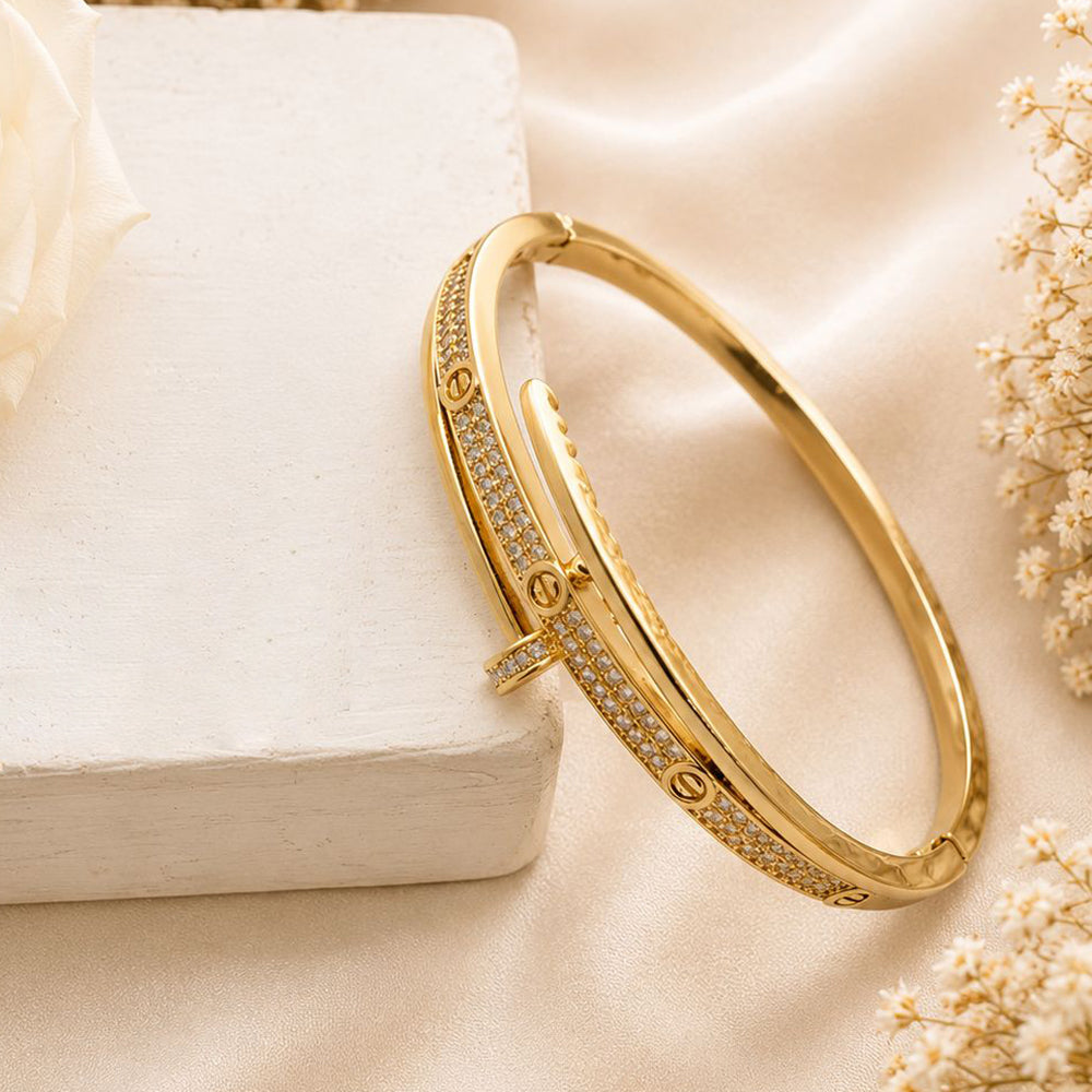 Klitz Gold Plated Austrian Stone Openable Kada