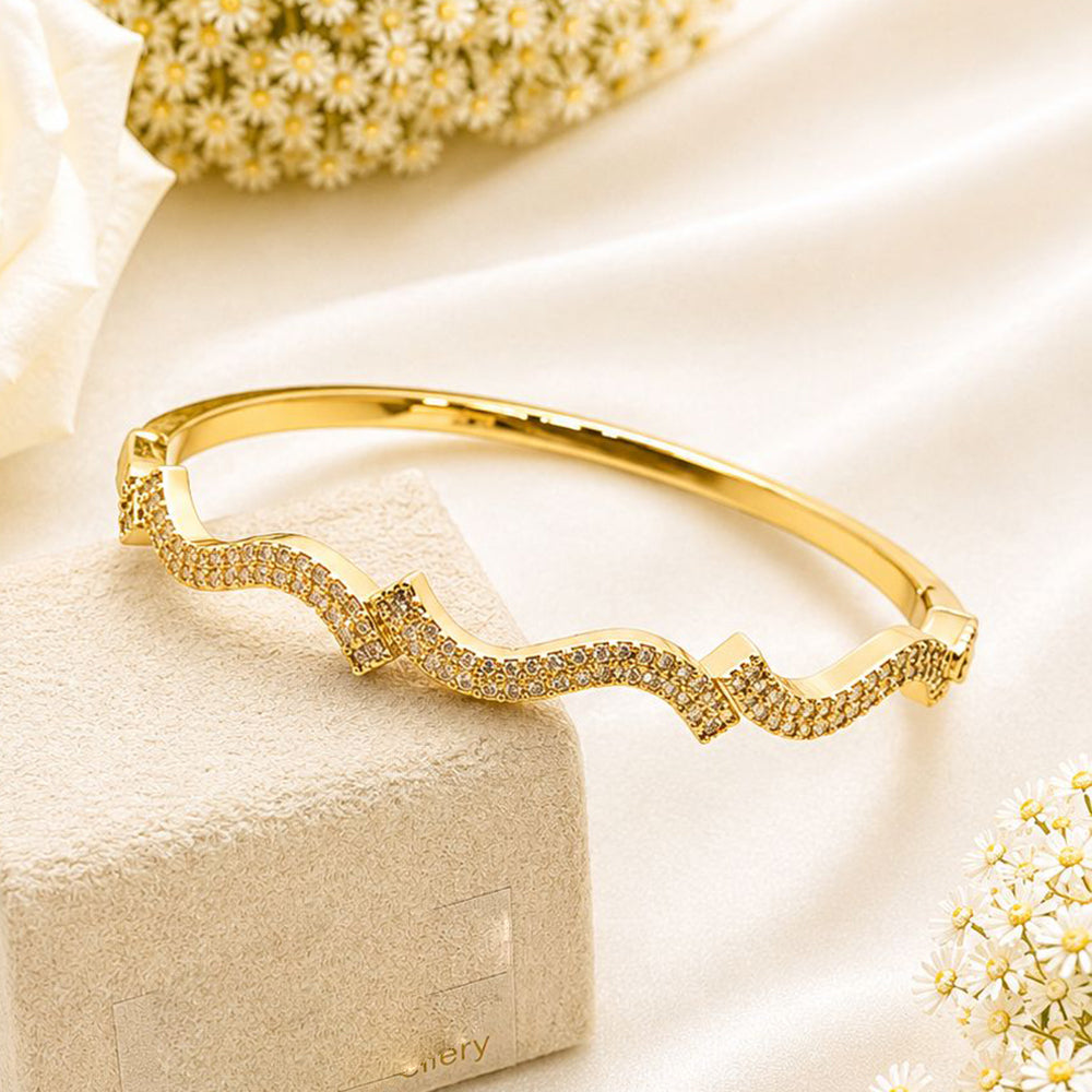 Klitz Gold Plated Austrian Stone Openable Kada
