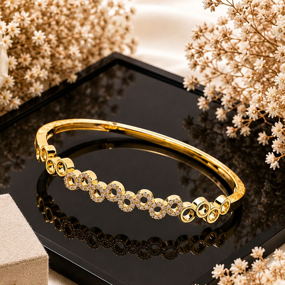 Klitz Gold Plated Austrian Stone Openable Kada
