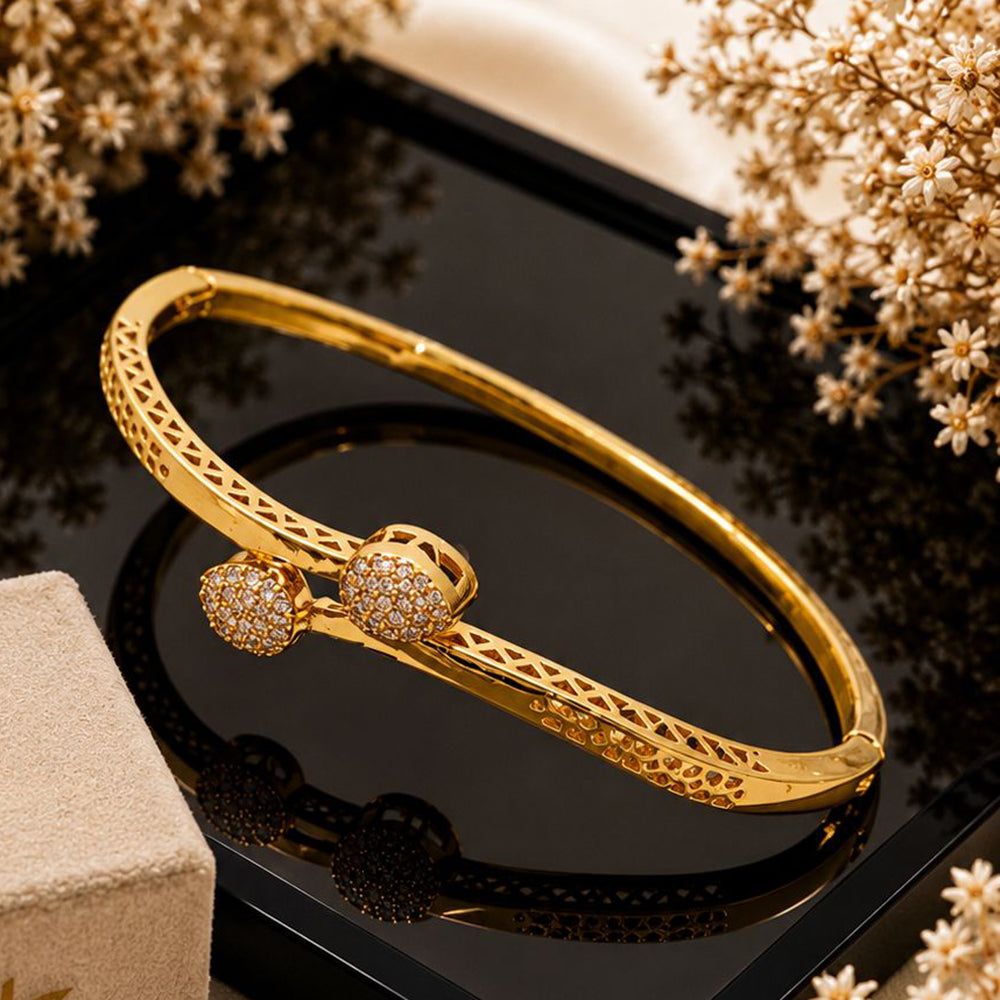 Klitz Gold Plated Austrian Stone Openable Kada
