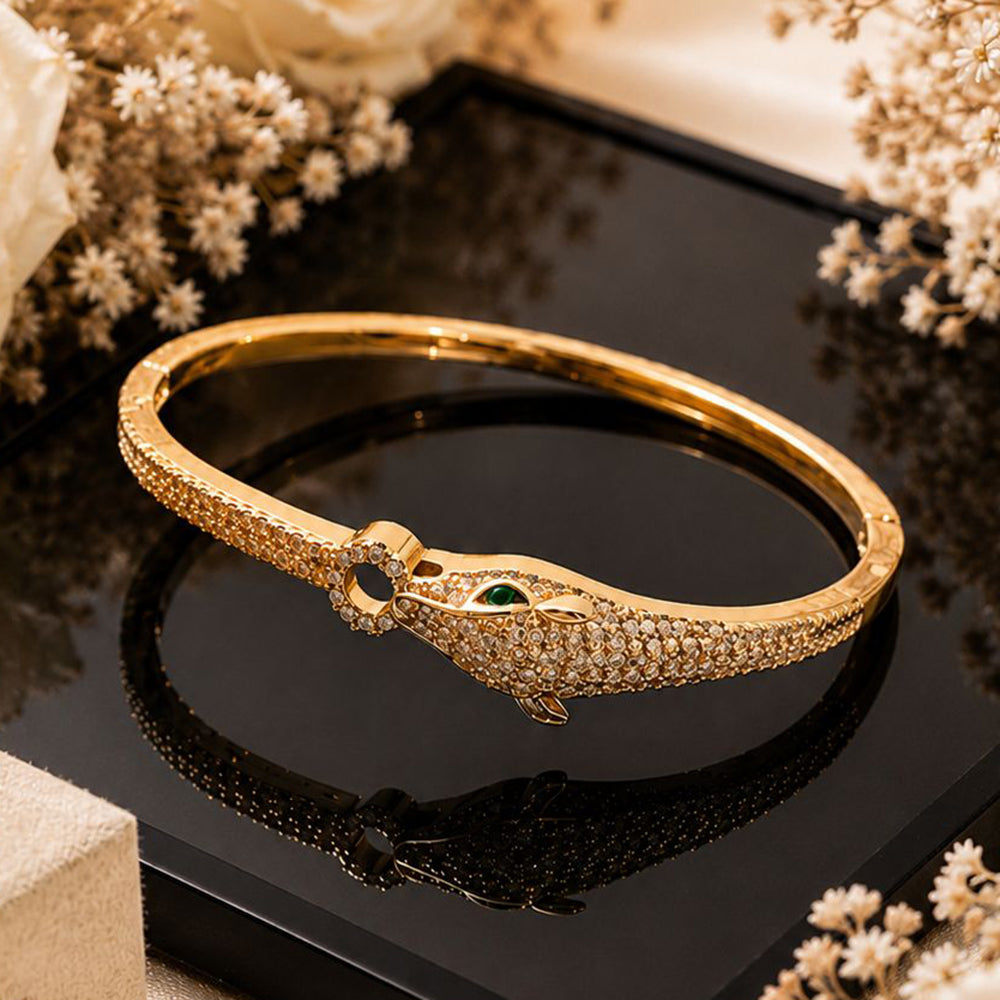 Klitz Gold Plated Austrian Stone Openable Kada