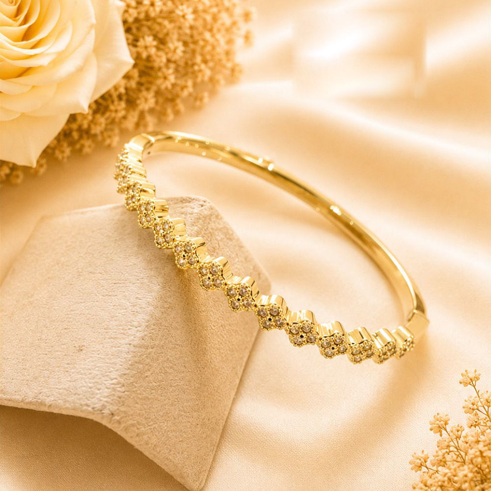 KlitzPack Of 12 Gold Plated Austrian Stone Openable Kada