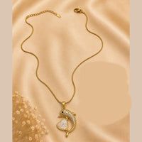 Klitz Fancy Stainless Steel Austrian Stone Dolphin Shape Necklace Set (Pack of 12)