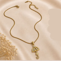 Klitz Fancy Stainless Steel Austrian Stone Umbrella Shape Necklace Set (Pack of 12)