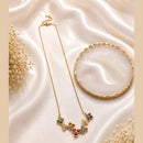 Klitz Fancy Stainless Steel Austrian Stone Necklace Set (Pack of 12)