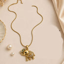 Klitz Fancy Stainless Steel Austrian Stone Elephant Shape Necklace Set (Pack of 12)