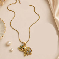 Klitz Fancy Stainless Steel Austrian Stone Elephant Shape Necklace Set (Pack of 12)