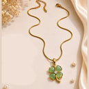 Klitz Fancy Stainless Steel Crystal Stone Flower Shape Necklace Set (Pack of 12)
