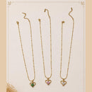 Klitz Fancy Stainless Steel Crystal Stone Heart Shape Necklace Set (Pack of 12)
