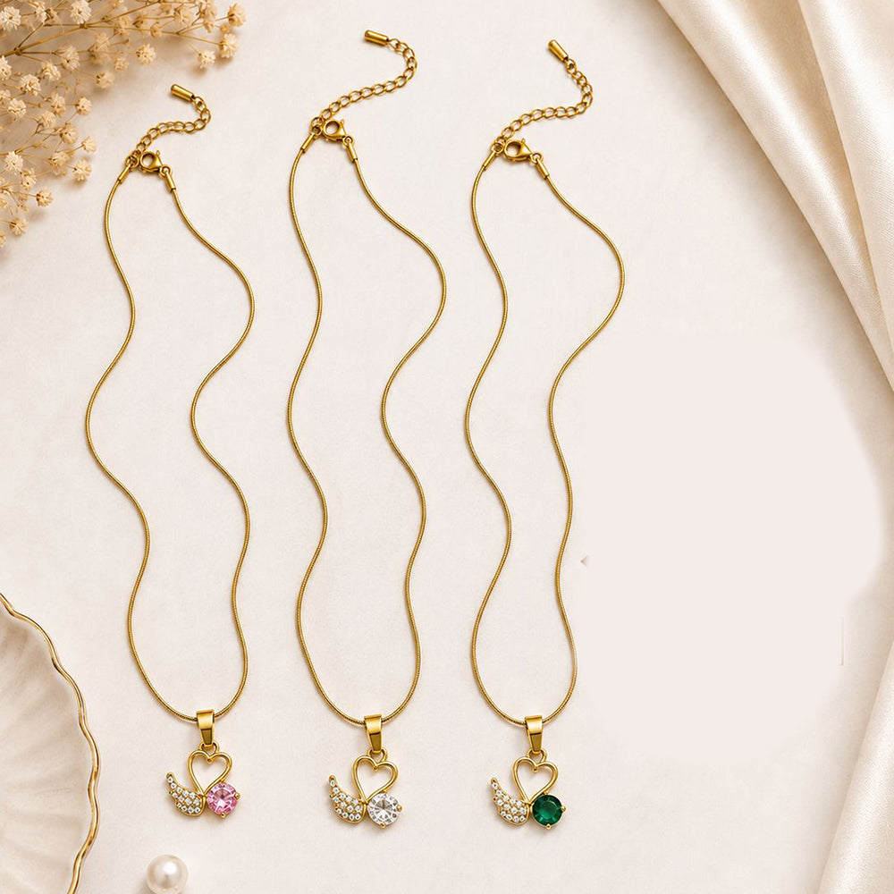 Klitz Fancy Stainless Steel Crystal Stone Necklace Set (Pack of 12)