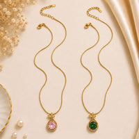 Klitz Fancy Stainless Steel Crystal Stone Necklace Set (Pack of 12)