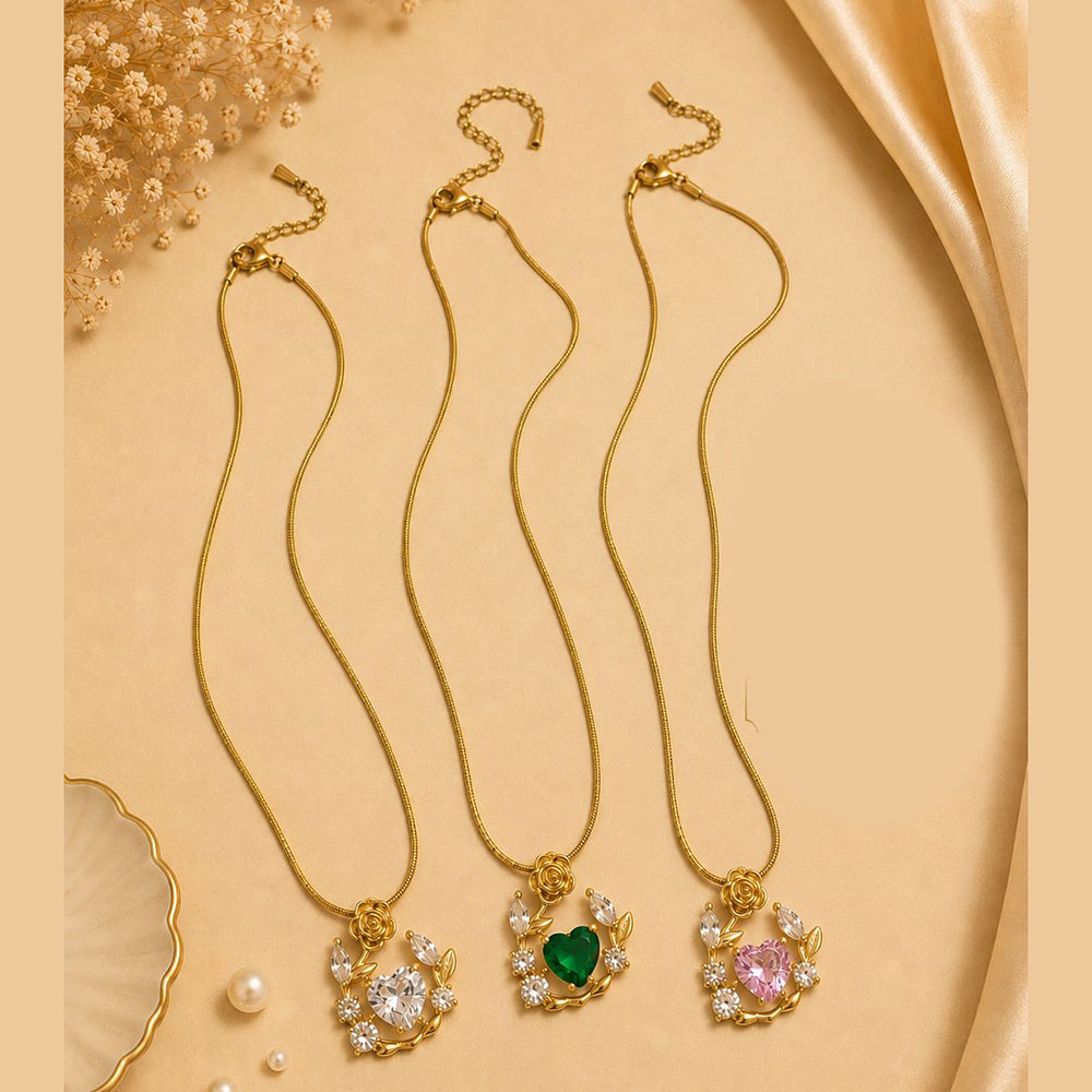 Klitz Fancy Stainless Steel Crystal Stone Designer Necklace Set (Pack of 12)