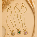 Klitz Fancy Stainless Steel Crystal Stone Designer Necklace Set (Pack of 12)