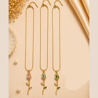 Klitz Fancy Stainless Steel Crystal Stone Rose Shape Necklace Set (Pack of 12)