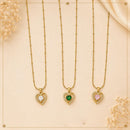 Klitz Fancy Stainless Steel Crystal Stone Heart Shape Necklace Set (Pack of 12)
