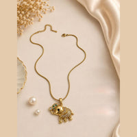Klitz Fancy Stainless Steel Austrian Stone Elephant Shape Necklace Set (Pack of 12)