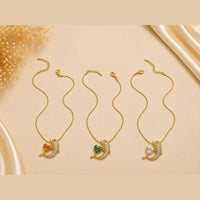 Klitz Fancy Stainless Steel Crystal Stone Dolphin Shape Necklace Set (Pack of 12)