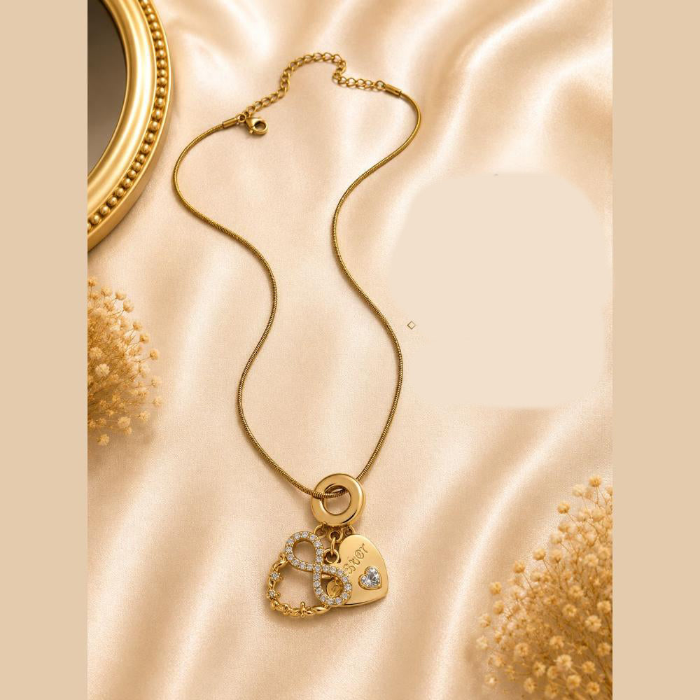 Klitz Fancy Stainless Steel Austrian Stone Designer Necklace Set (Pack of 12)