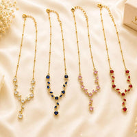 Klitz Fancy Stainless Steel Crystal Stone Designer Necklace Set (Pack of 12)