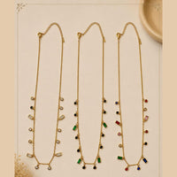 Klitz Fancy Stainless Steel Crystal Stone Designer Necklace Set (Pack of 12)