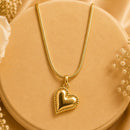 Klitz Premium Stainless Steel Herringbone Heart Shape Chain Necklace 