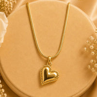 Klitz Premium Stainless Steel Herringbone Heart Shape Chain Necklace 