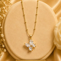 Klitz Premium Stainless Steel Butterfly Shape Crystal Chain Necklace 
