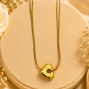 Klitz Premium Stainless Steel Herringbone Heart Shape Chain Necklace 