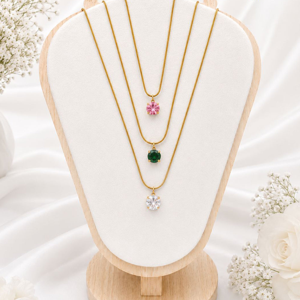 Klitz Stunning Gold Plated Austrian Stone Chain Pendant