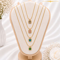 Klitz Premium Stainless Steel Crystal Stone Chain Necklace 