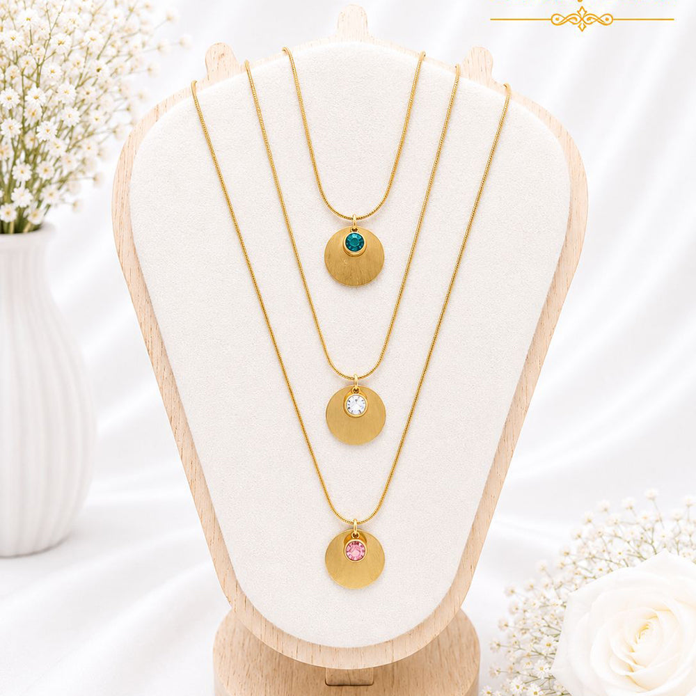 Klitz Stunning Gold Plated Stainless Steel Crystal Stone Chain Pendant