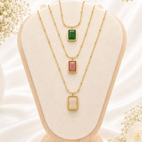 Klitz Premium Stainless Steel Crystal Stone Chain Necklace 
