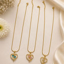 Klitz Stunning Gold Plated Crystal Stone Heart Chain Pendant