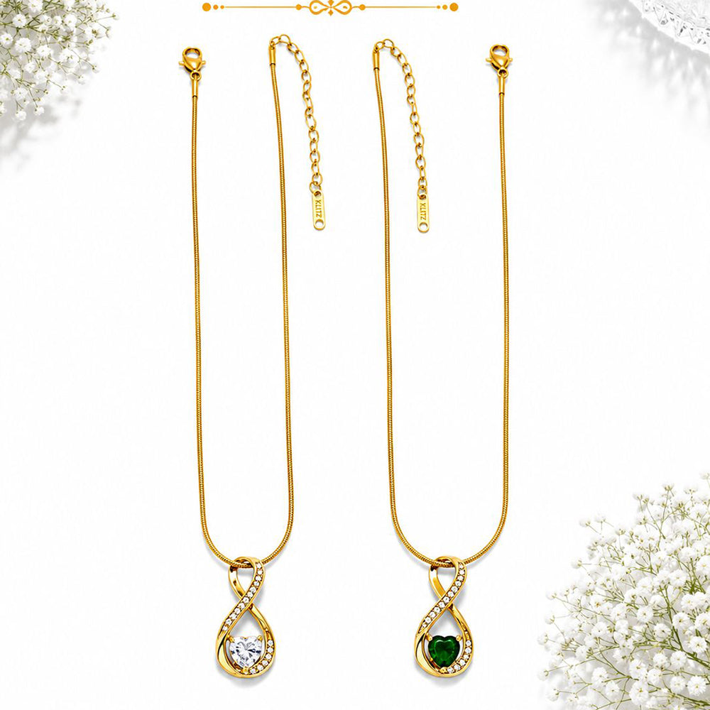 Klitz Stunning Gold Plated Crystal Stone Heart Chain Pendant