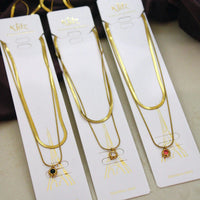Klitz Premium Stainless Steel Herringbone Crystal Chain Necklace 