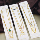 Klitz Premium Stainless Steel Crystal Stone Chain Necklace 