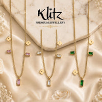 Klitz Premium Stainless Steel Crystal Stone Chain Necklace 