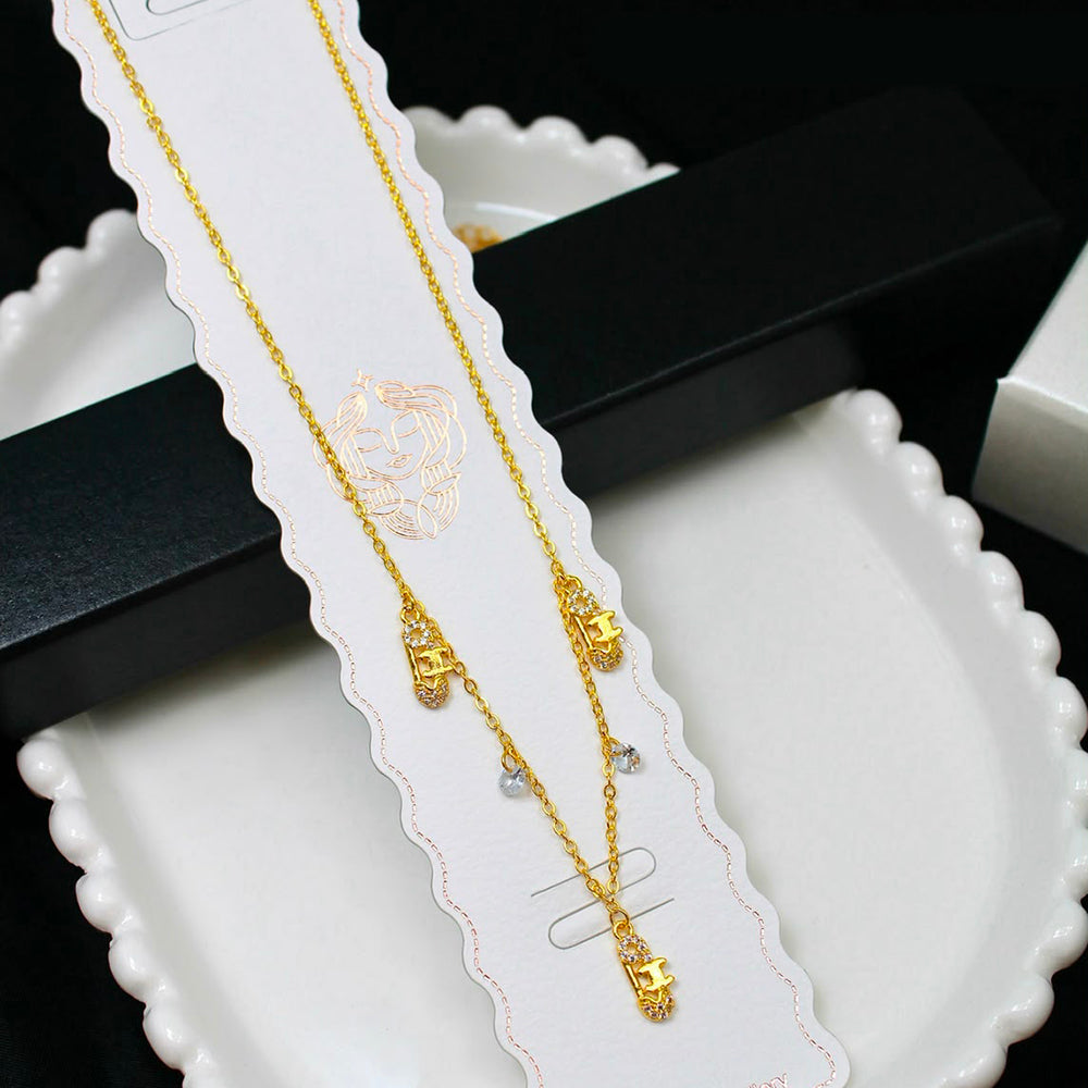 Klitz Premium Stainless Steel Crystal Stone Chain Necklace (Set of 12)