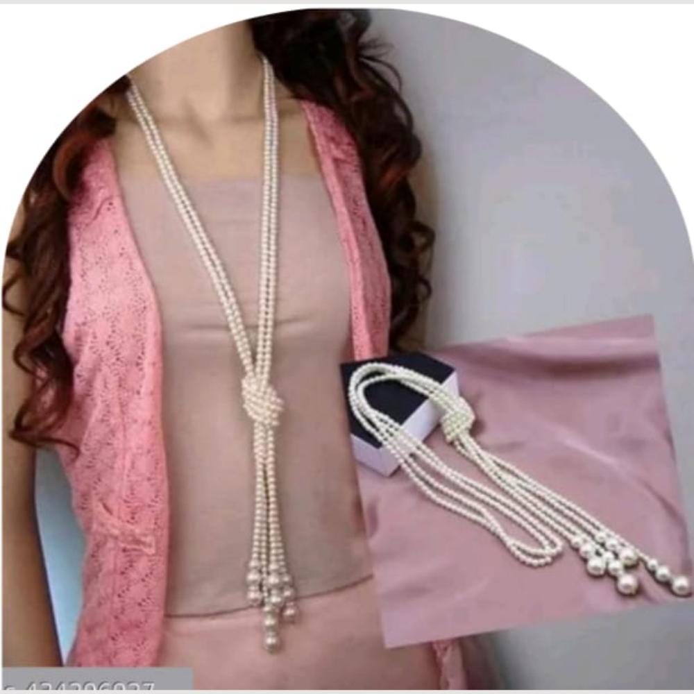 Dhirish International Classic Pearl Jewellery Long Necklace