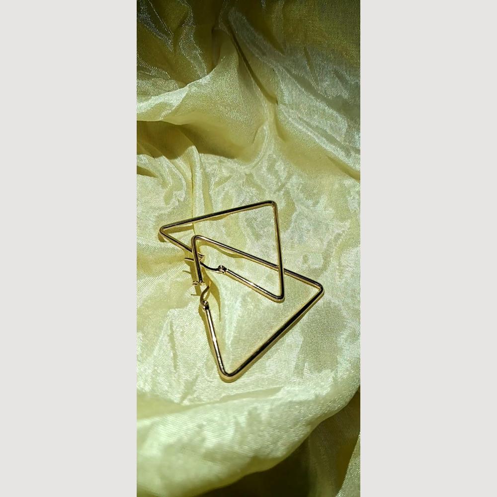 Dhirish International Gold Plated Triangle Design Dangler Earrings