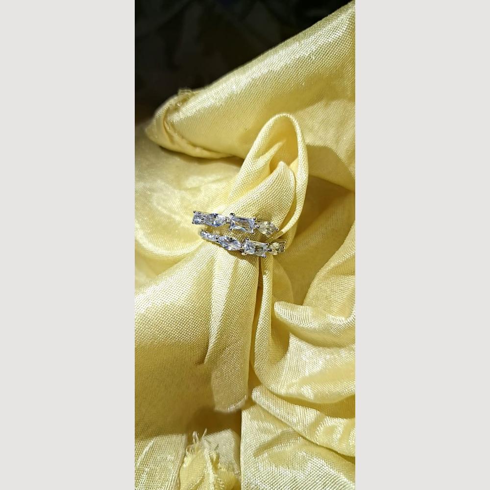 Dhirish International Silver Finish Sparkling American Diamond Ring