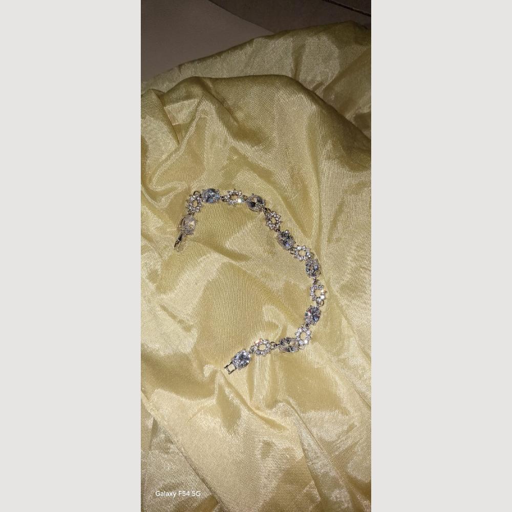 Dhirish International Elegant Silver Finish American Diamond Bracelet