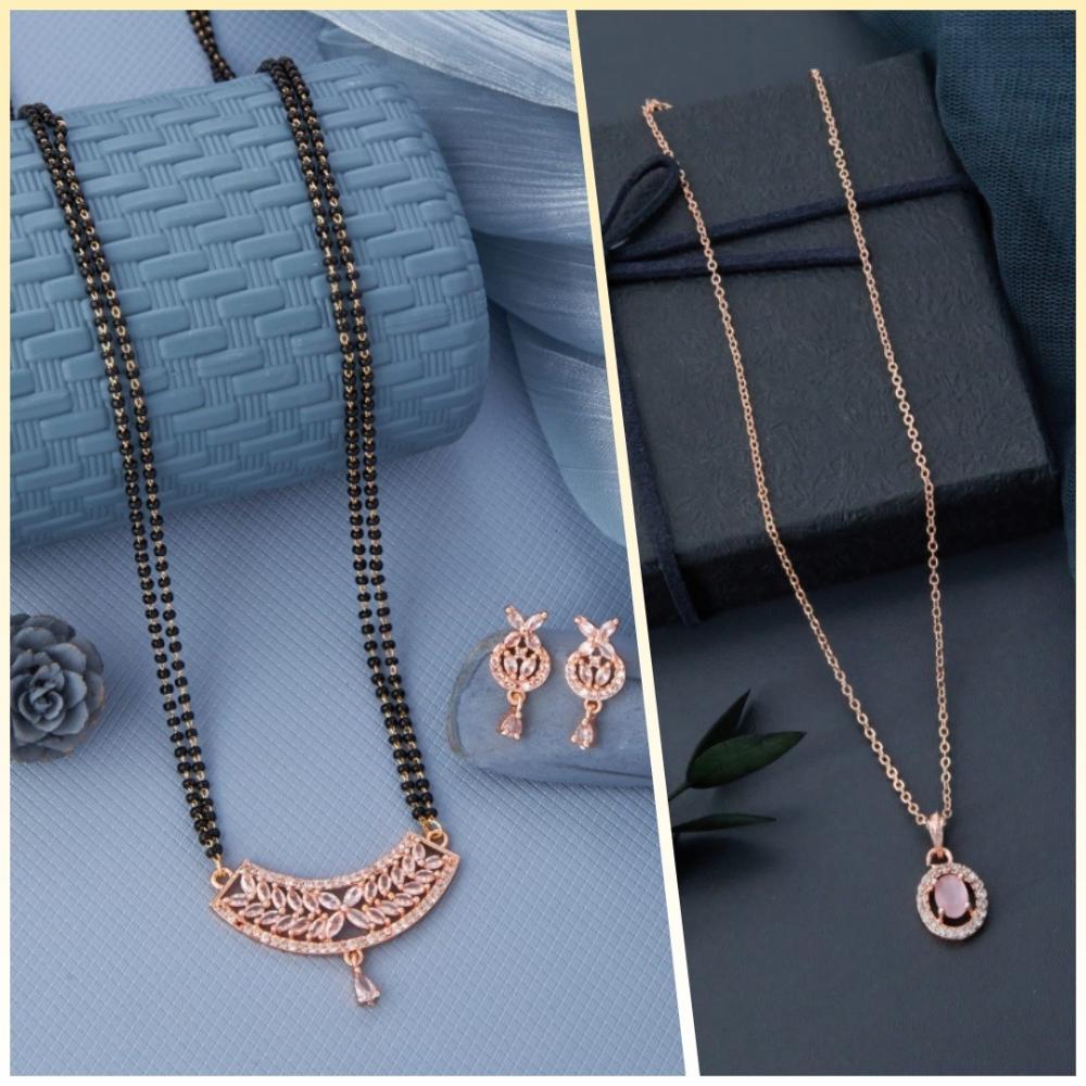 Dhirish International Elegant Ensemble American Diamond Combo Set