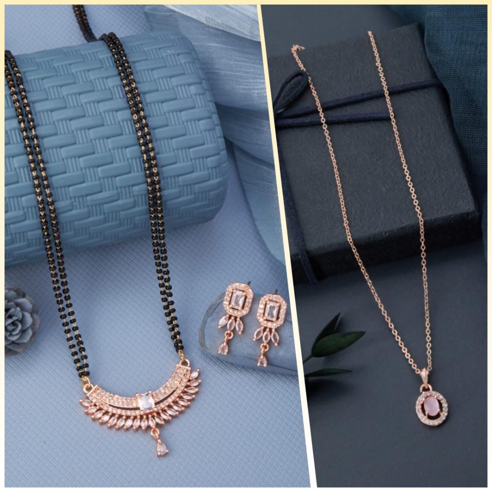 Dhirish International Elegant Ensemble American Diamond Combo Set