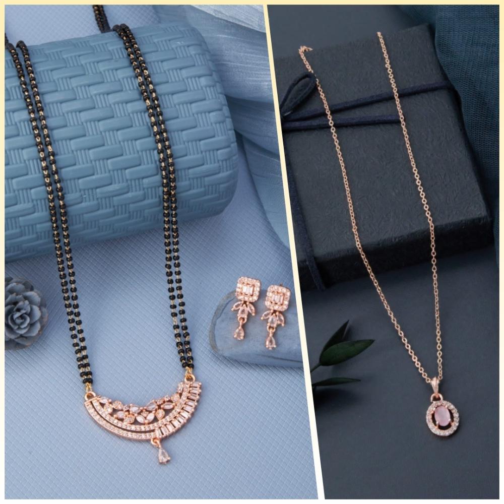 Dhirish International Elegant Ensemble American Diamond Combo Set