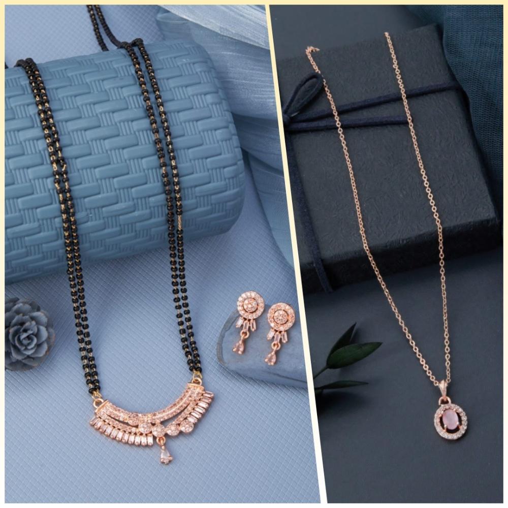 Dhirish International Elegant Ensemble American Diamond Combo Set
