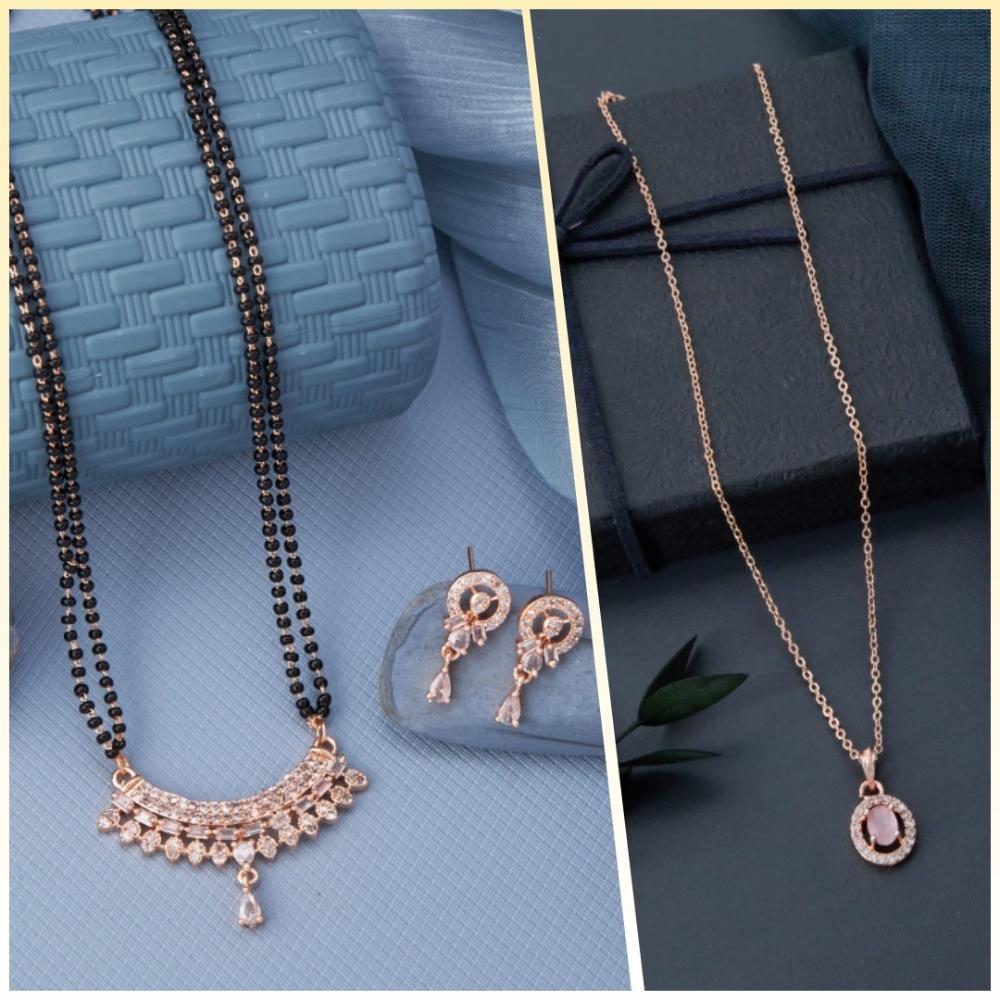 Dhirish International Elegant Ensemble American Diamond Combo Set