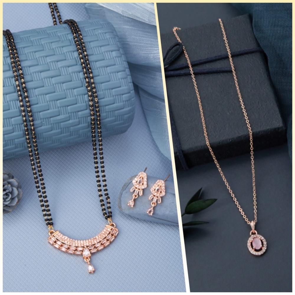 Dhirish International Elegant Ensemble American Diamond Combo Set
