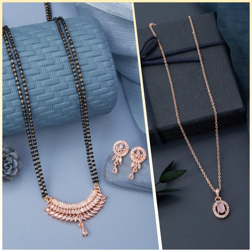 Dhirish International Elegant Ensemble American Diamond Combo Set